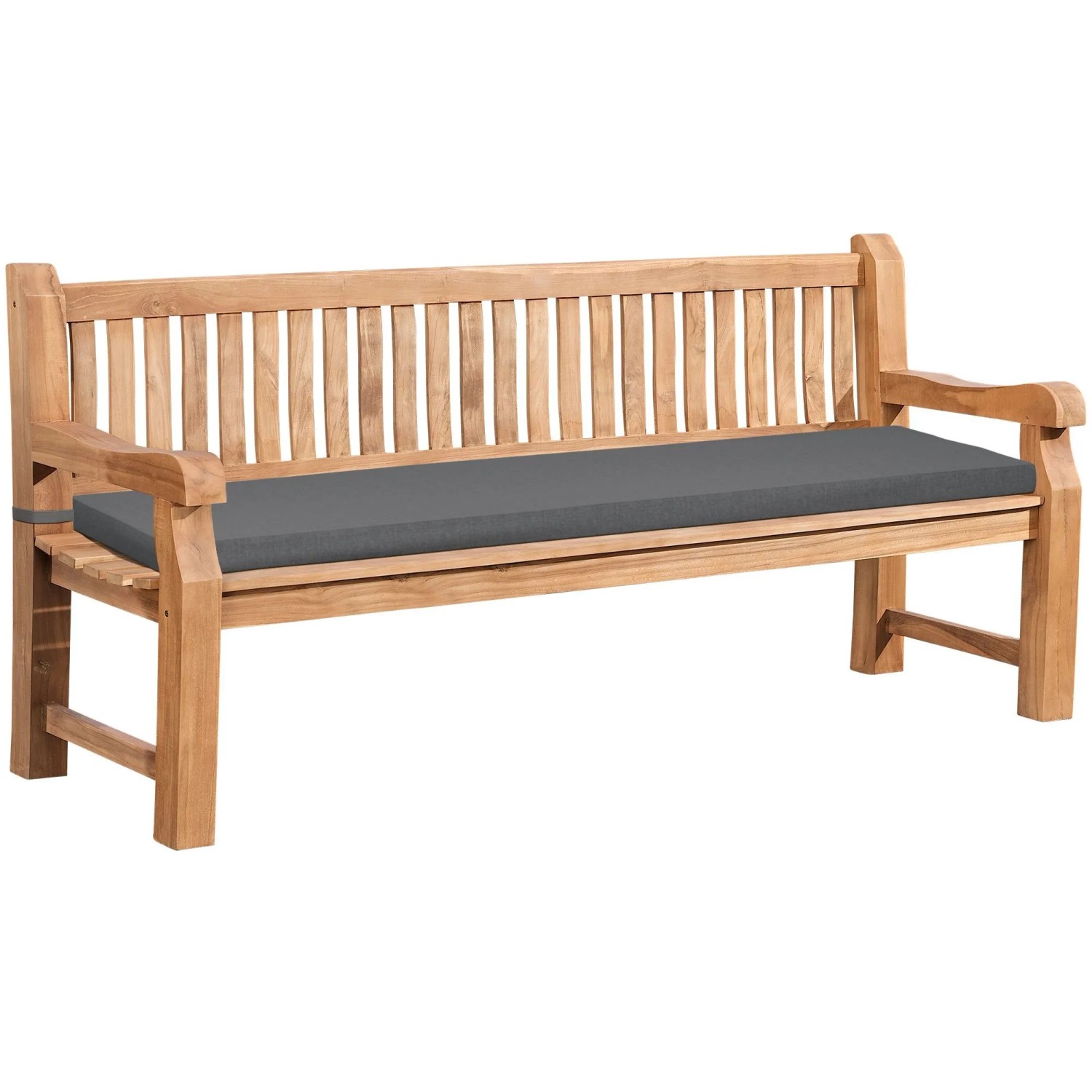 CLP Gartenbank Teakholz Daxon mit Sitzkissen dunkelgrau/200 cm