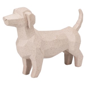 Dekorative Hundefigur, 21 cm, in Sand-Optik. Moderne Deko für Tierliebhaber.