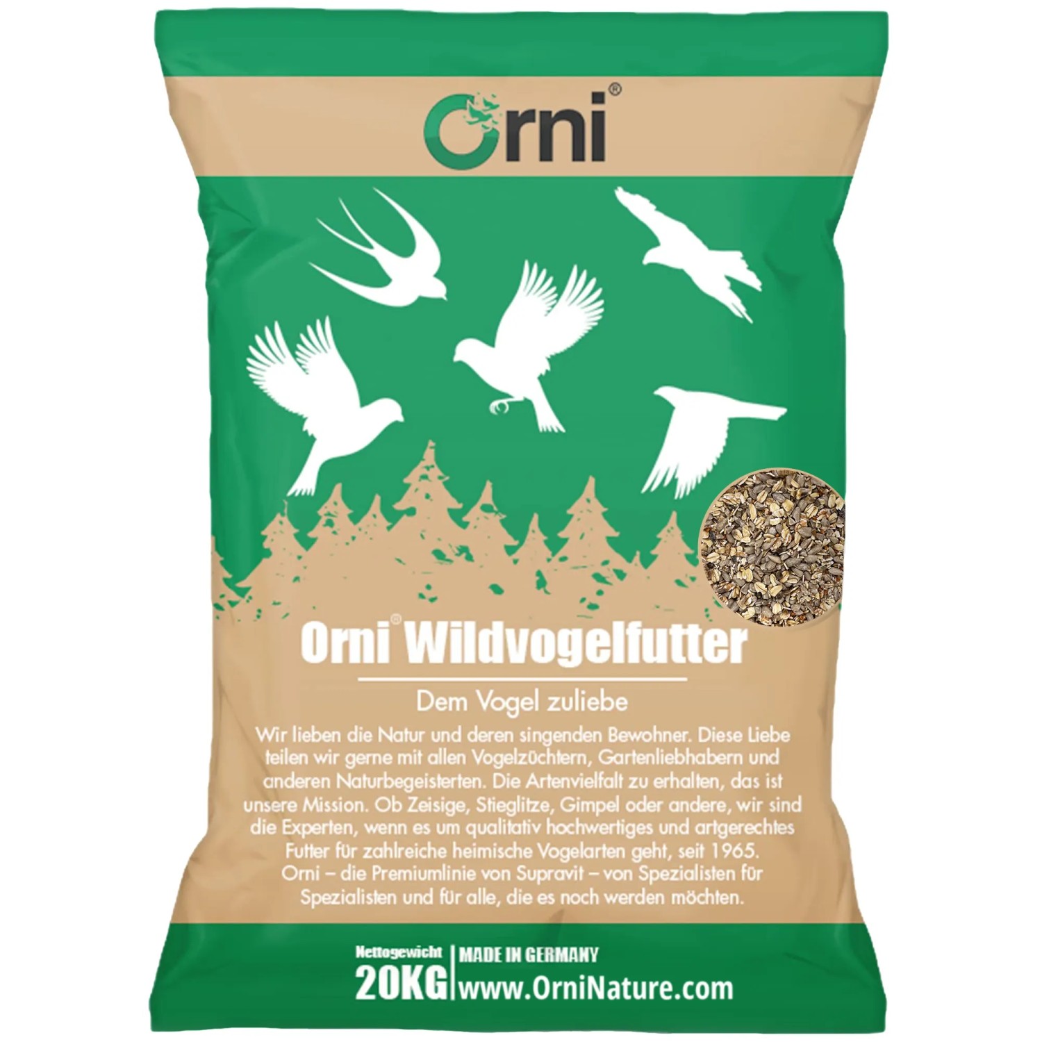 Orni Deluxe Streufutter mit Mehlwürmern für Wildvögel
