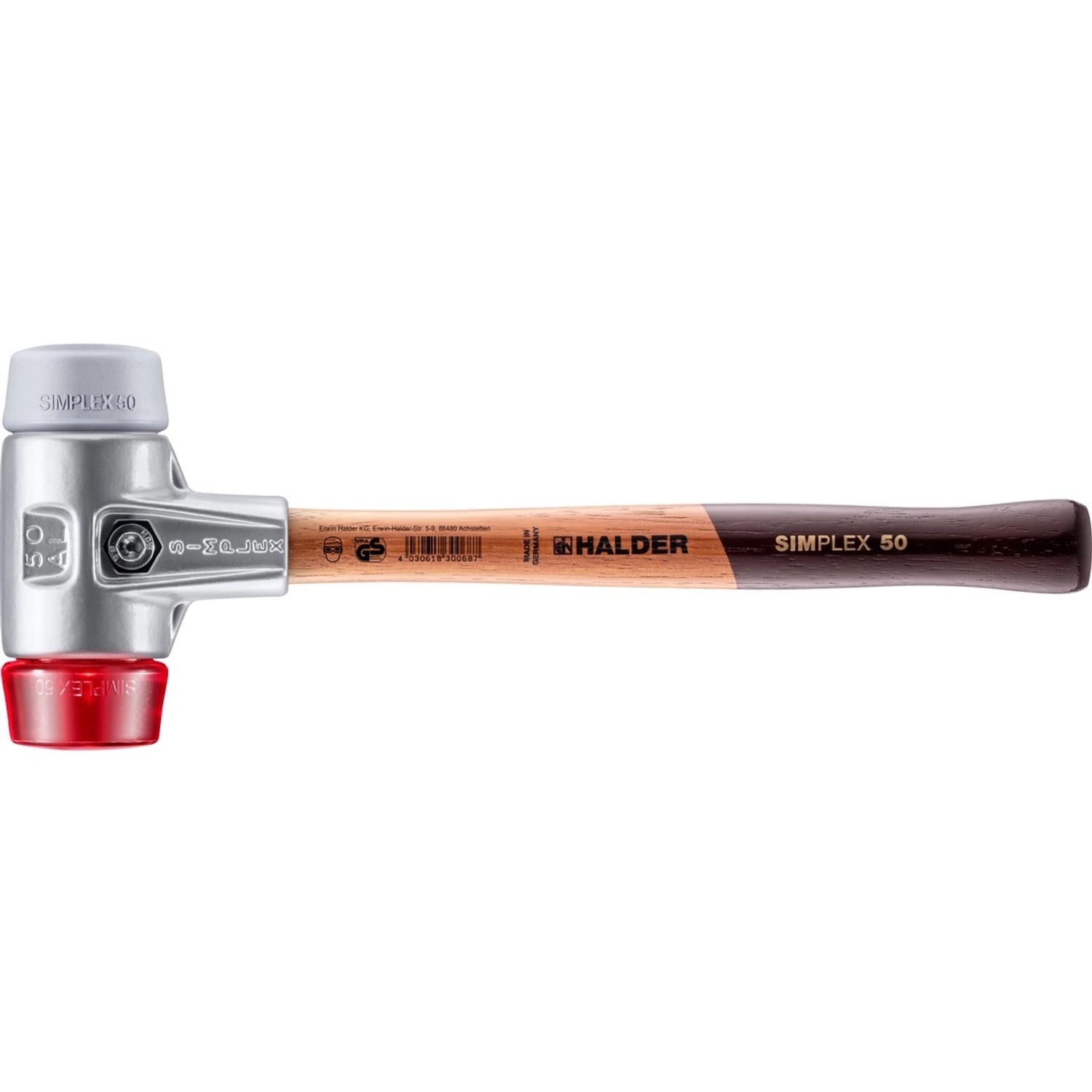 Halder Simplex Schonhammer Ø 50 mm TPE-mid Grau   Plastik Rot mit Aluminium günstig online kaufen