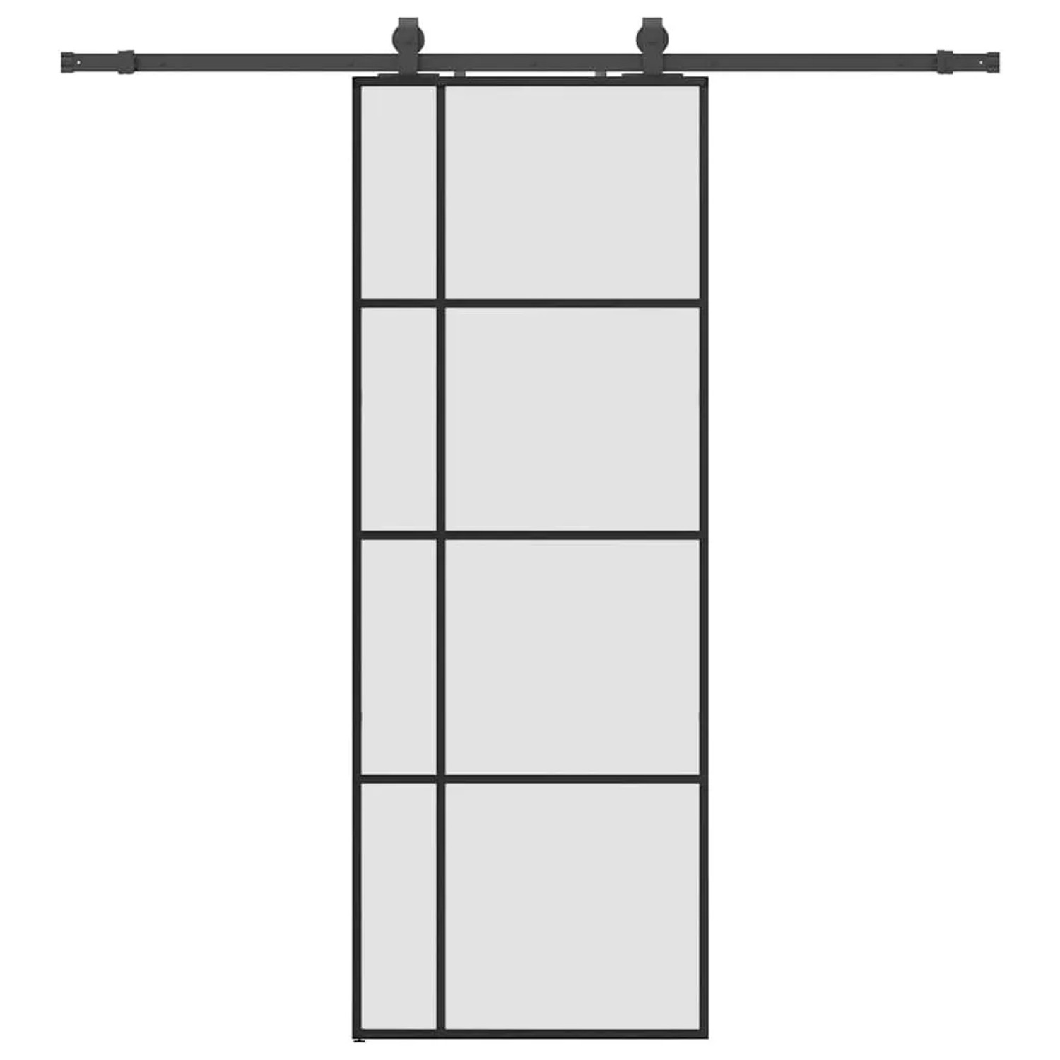 vidaXL Schiebetür mit Beschlag Schwarz 76x205 cm ESG-Glas 3375869
