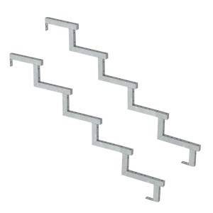 2er Set Vinuovo Stahl Treppenwange, 5 Stufen, feuerverzinkt, für Außentreppen.