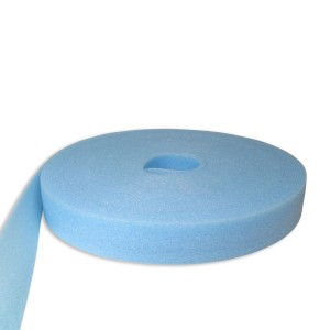Rolle blauer PE-Randstreifen, 8 mm x 150 mm, für Dämmung und Schallschutz.
