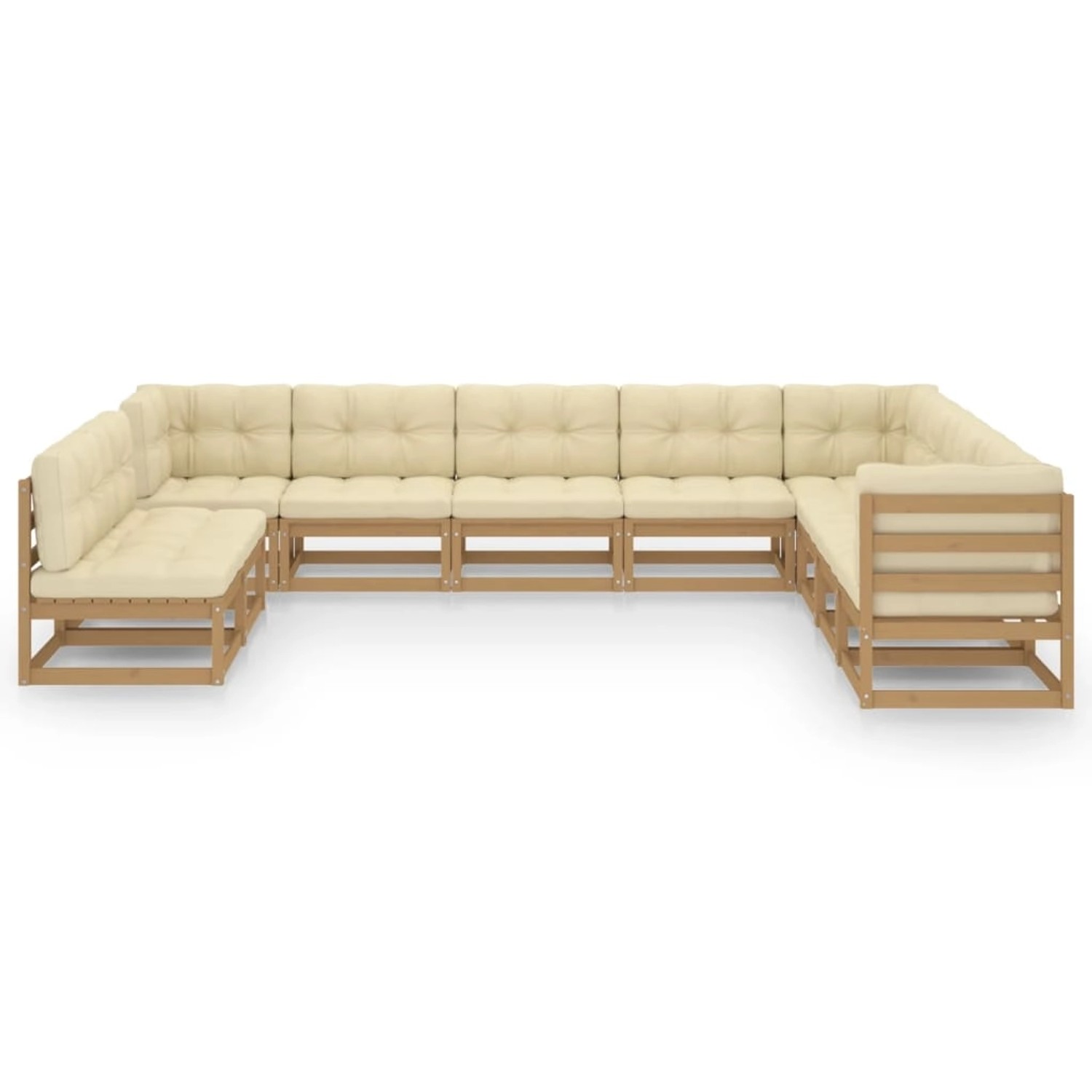 10-tlg. Garten-lounge-set Kissen Honigbraun Kiefer Massivholz günstig online kaufen