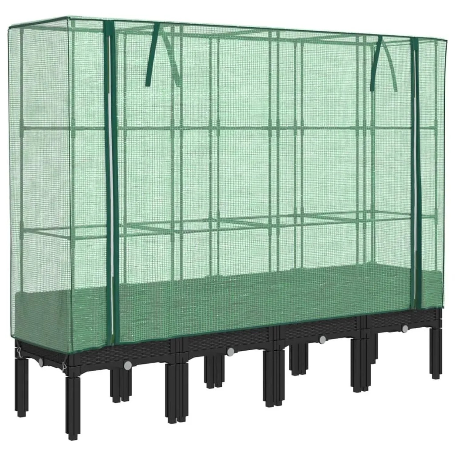 Furnicato Hochbeet Mit Gewächshausaufsatz Schwarz 160 X 40 X 44 Cm