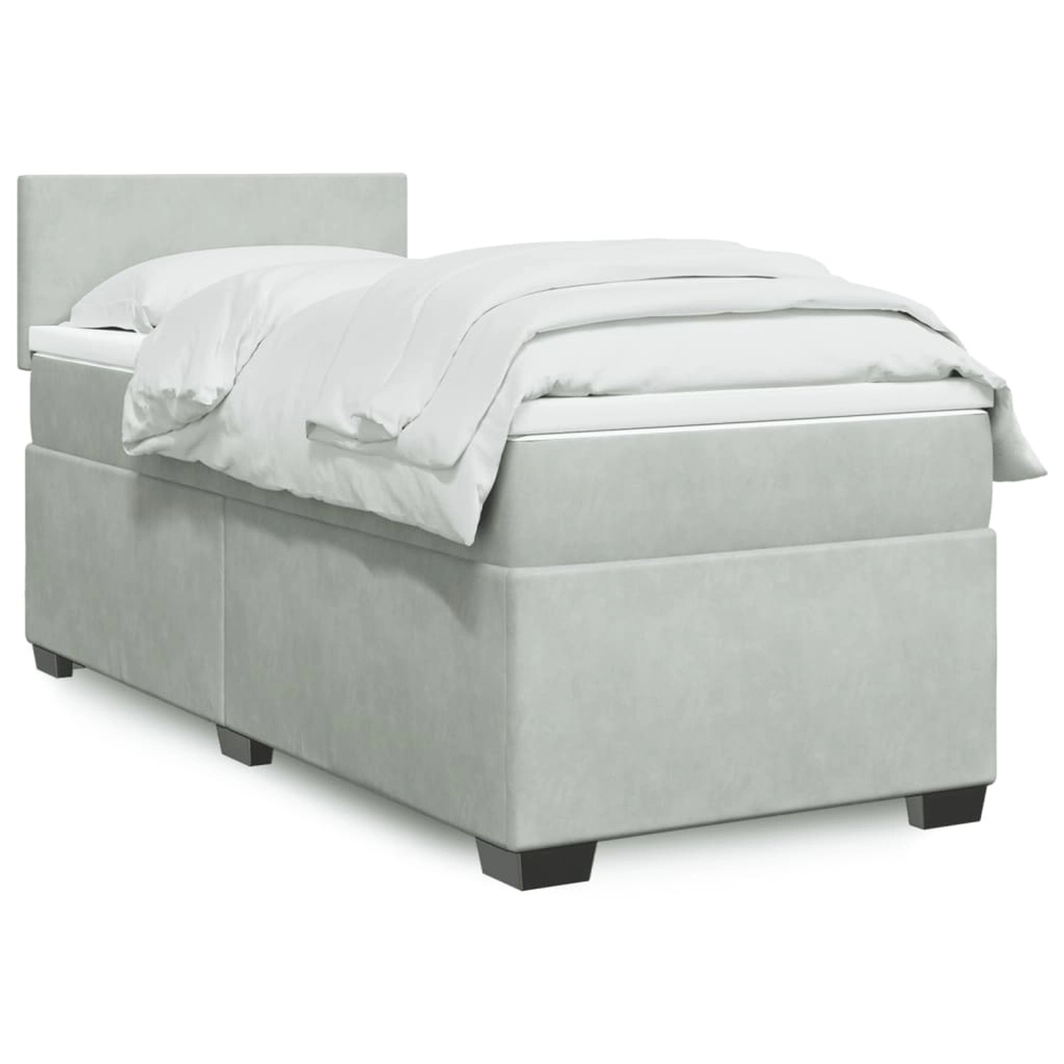vidaXL Boxspringbett mit Matratze Hellgrau 80x200 cm Samt 3288456 günstig online kaufen