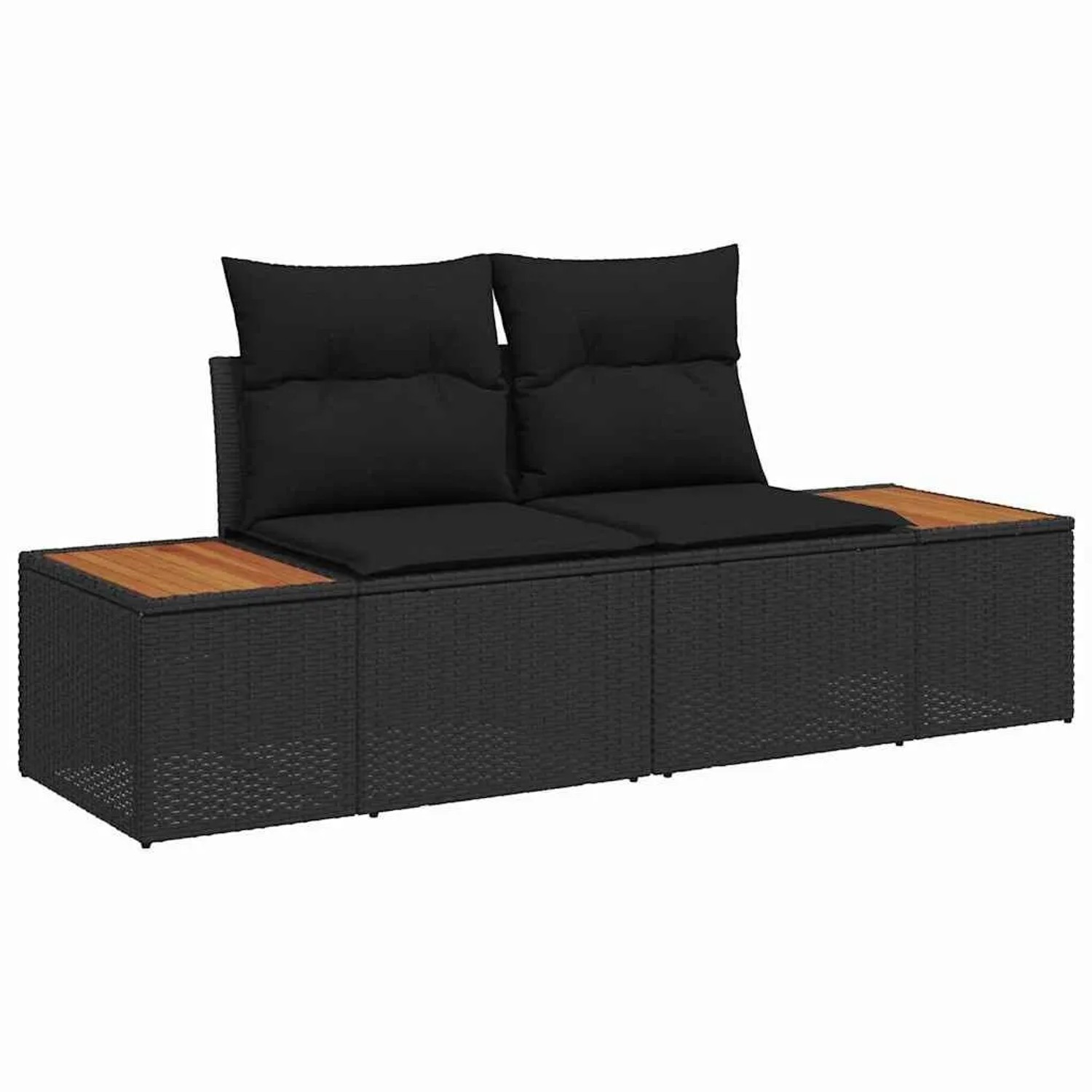 vidaXL Garten Essgruppe, 5-teilig, schwarz-braun, mit Polyrattan, Stahl und Akazienholz.