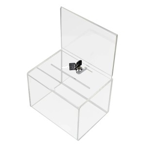 HMF 46913 Acryl Spendenbox Abschließbar 215 x 16 x 16 cm DIN A5 Blatteinschub Transparent