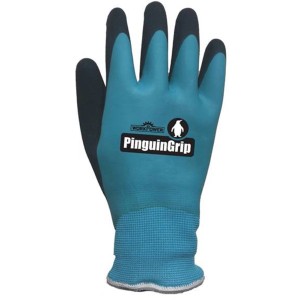 Hellblau-navy Winter Arbeitshandschuh Pinguin Gr. 10 mit Latexbeschichtung.