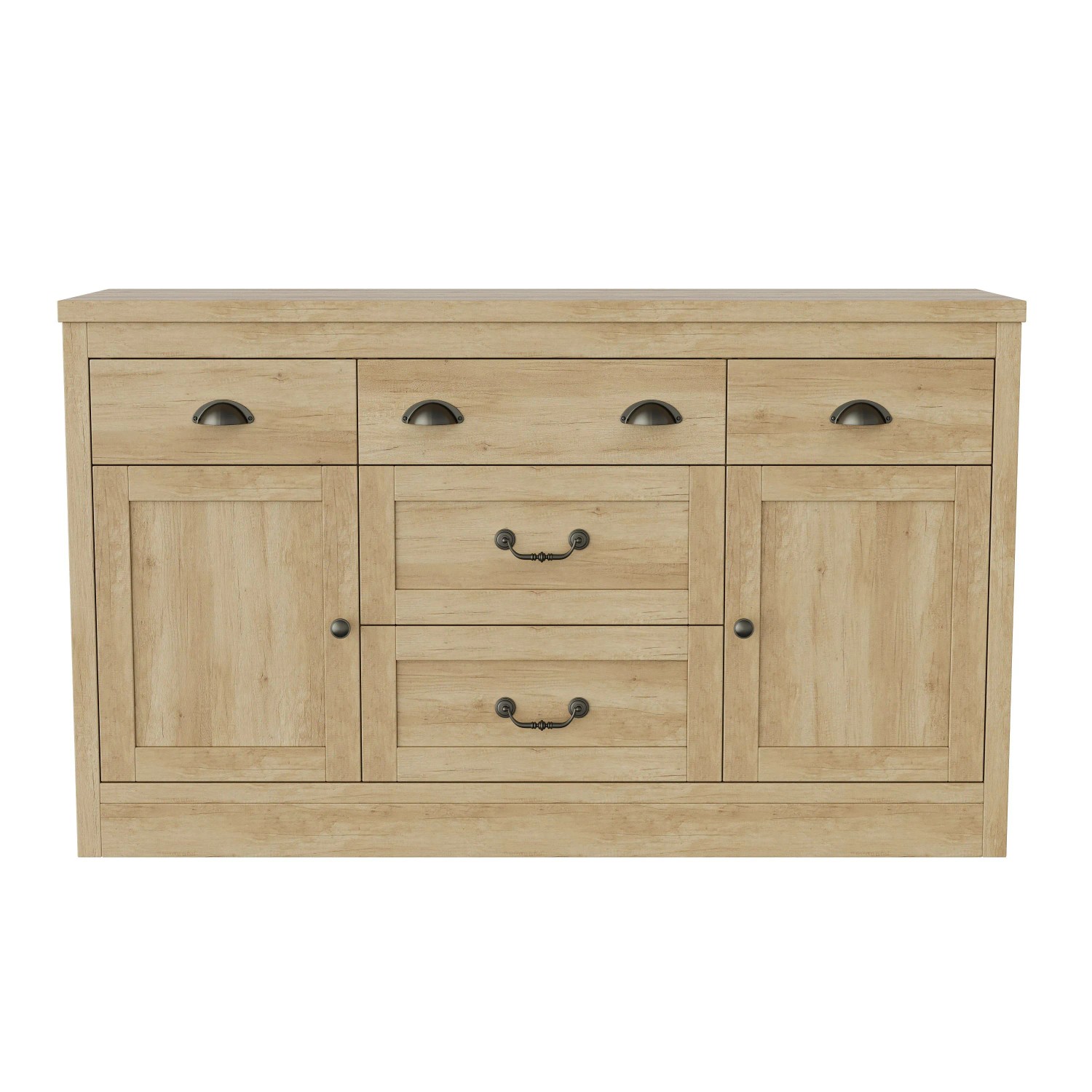 PXloue Sideboard  Kommode mit 2 Türen und 5 Schubladen Holzschränke