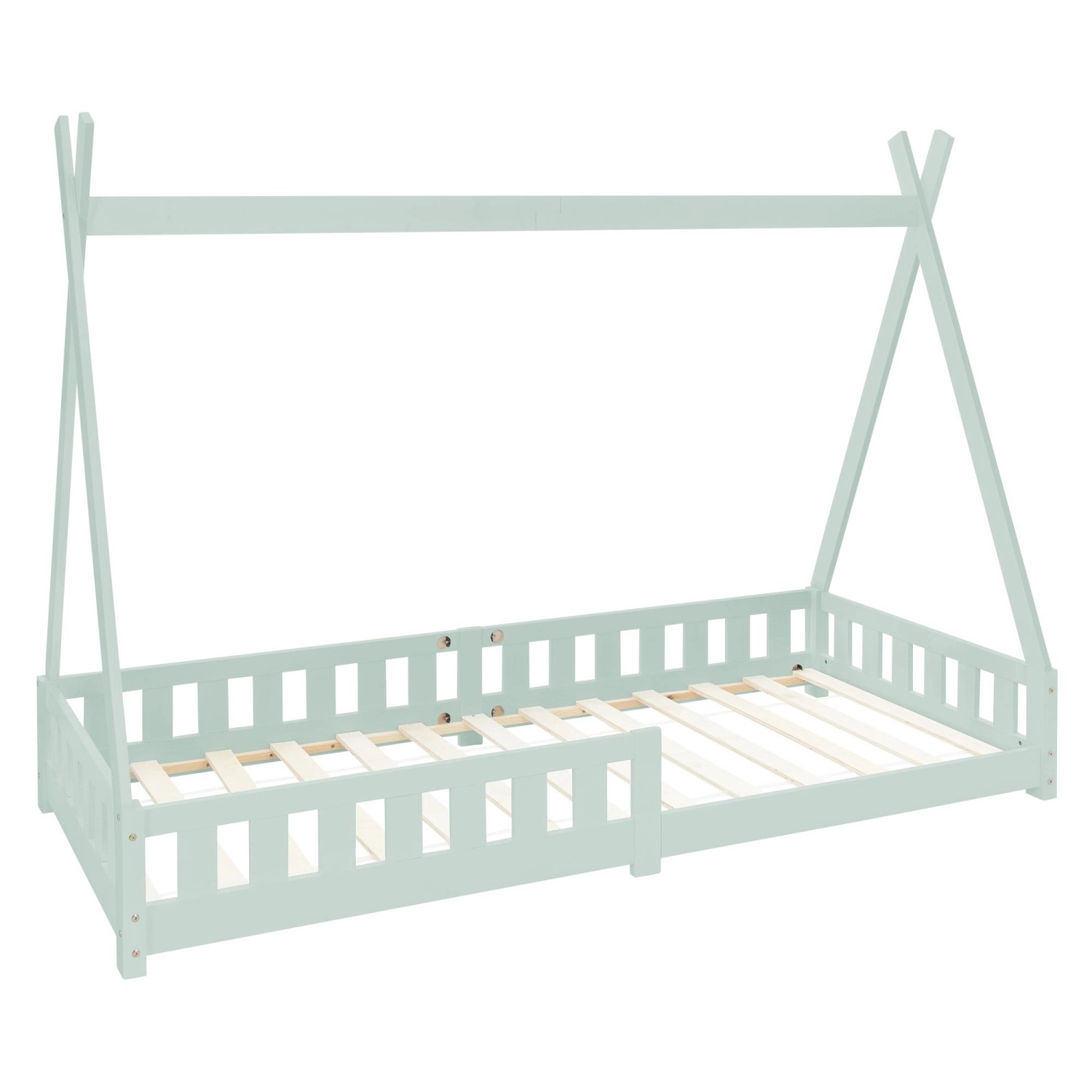 ML-Design Kinderbett Tipi 90x200 cm Mint mit Rausfallschutz Lattenrost