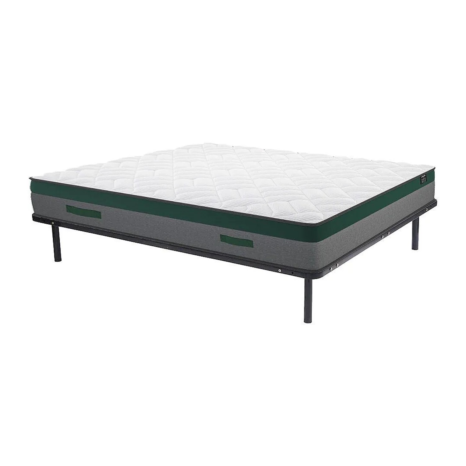 Vente-unique Matratze Und Lattenrost Prestige Schwarz  Weiß 200 cm  198 cm  3.8 cm