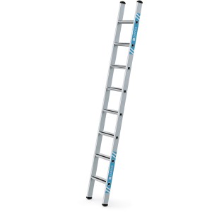 Zarges Anlegeleiter Saferstep mit 8 Stufen, eloxiert, für sicheren Stand.