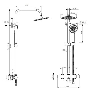 AICA Thermostat Duscharmatur Schwarz Mit Runder Regendusche Und Handbrause