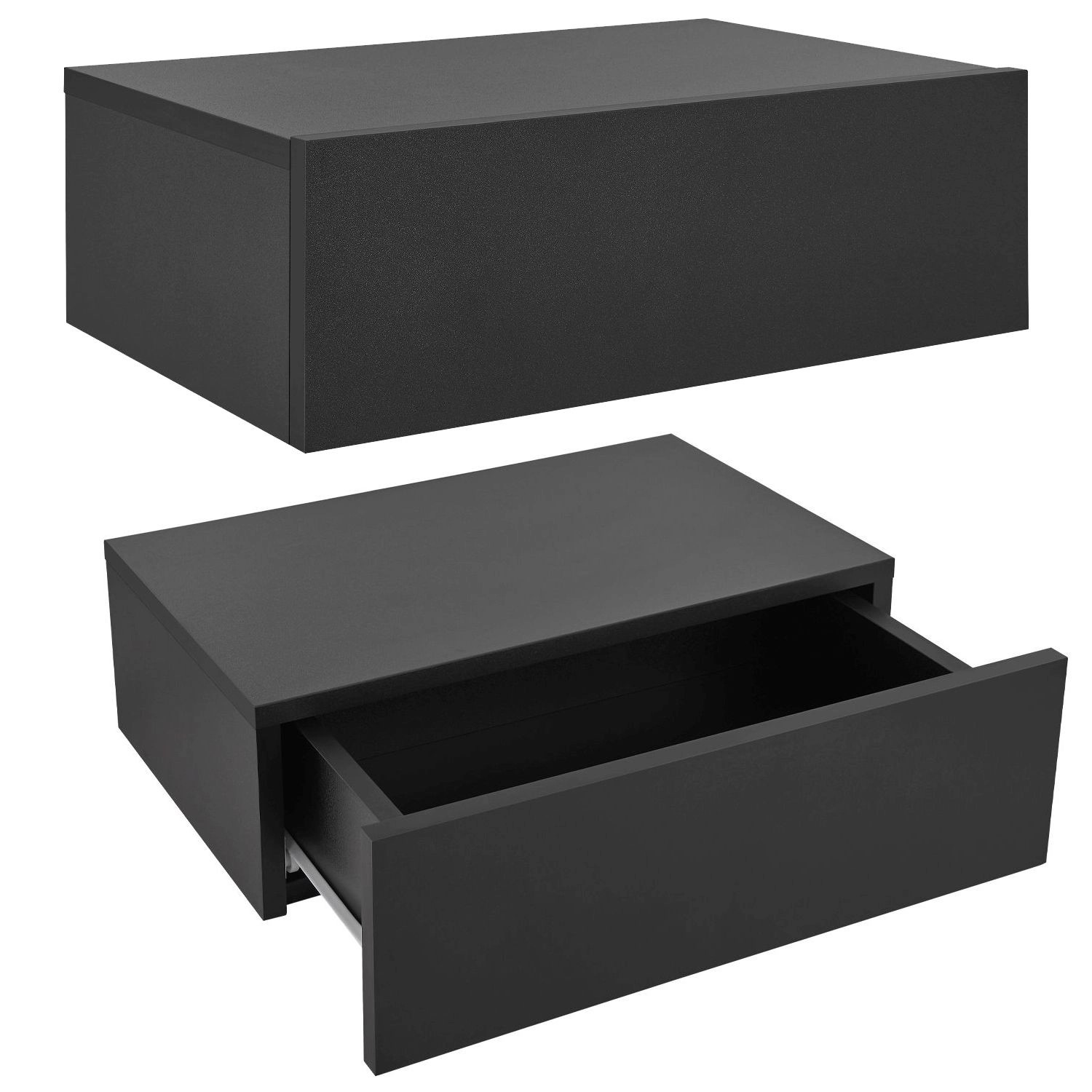 Thumbnail - Juskys Wandregal Nachttisch 46x30x15 cm mit Schublade Schwarz