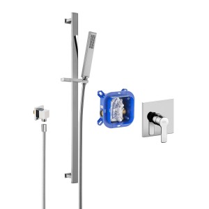 Kronenbach Unterputz Duschsystem Neura 2.0 mit eckigem Einhebelmischer in Chrom.