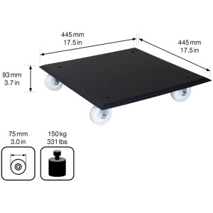 Wagner Pflanzenroller Alaska, 44,5x44,5 cm, schwarz, mit Rollen, für bis zu 150 kg.