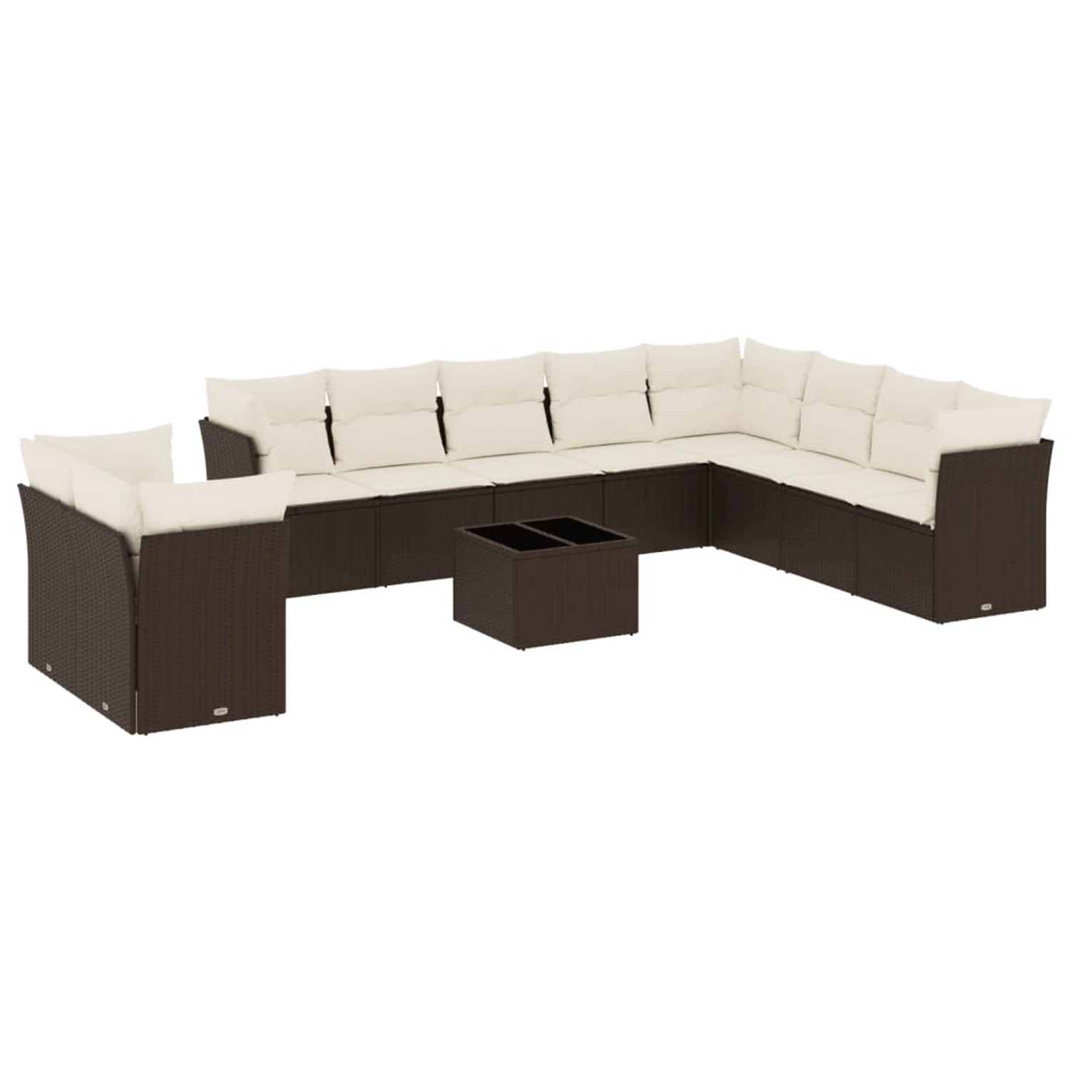 vidaXL 11-Tlg Garten-Sofagarnitur mit Kissen Braun Poly Rattan 3217873 günstig online kaufen