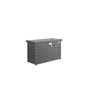 Dunkelgraue Biohort Paket-Box 100, 101 cm breit, aus Metall mit Schloss für sichere Paketzustellung.