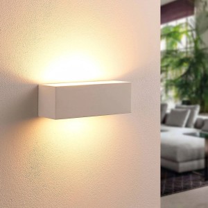 Moderne, weiße Lindby Wandleuchte Tjada aus Gips/Ton, 1-flammig, für Innenräume.