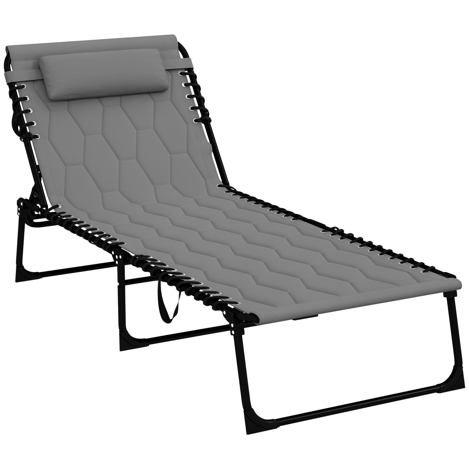 Outsunny Sonnenliege Stahl Oxfordstoff 65L x 188B x 36H cm Grau günstig online kaufen