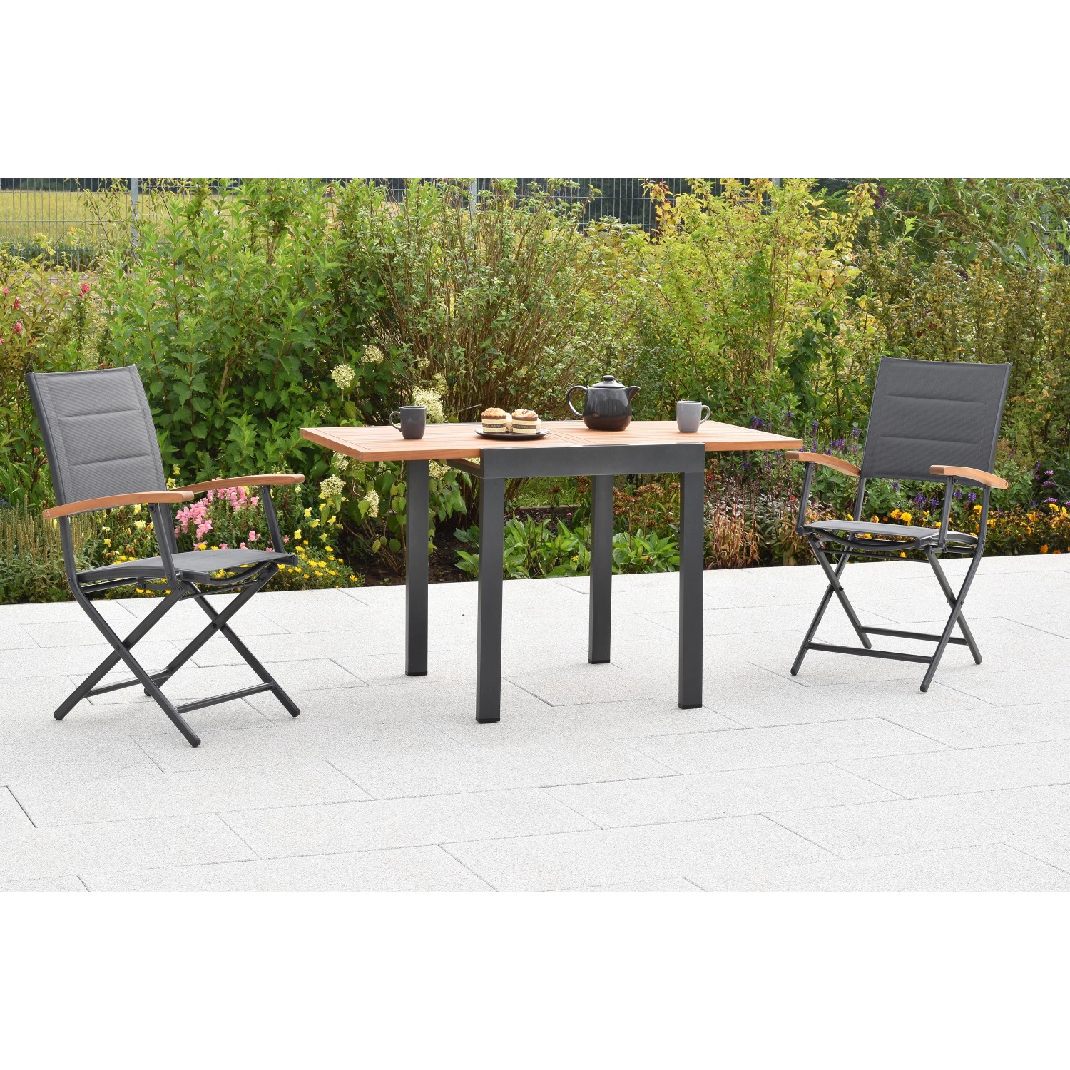 Merxx Balkonmöbel Set 3-tlg. 2 Klappsessel ausziehbar 65 (130) x 65 cm kaufen bei OBI