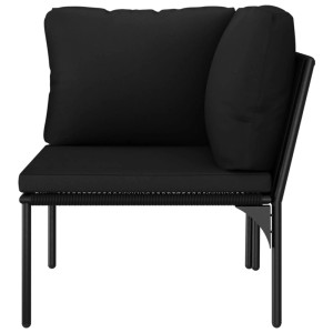 Schwarzes vidaXL Garten Lounge Set Eckteil mit Auflagen aus PVC.