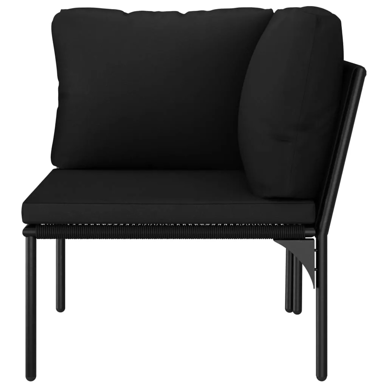 Schwarzes vidaXL Garten Lounge Set Eckteil mit Auflagen aus PVC.