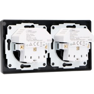ProCharge Doppelrahmen für 2 Steckdosen, schwarz, passend für Rahmenmarken-Systeme.