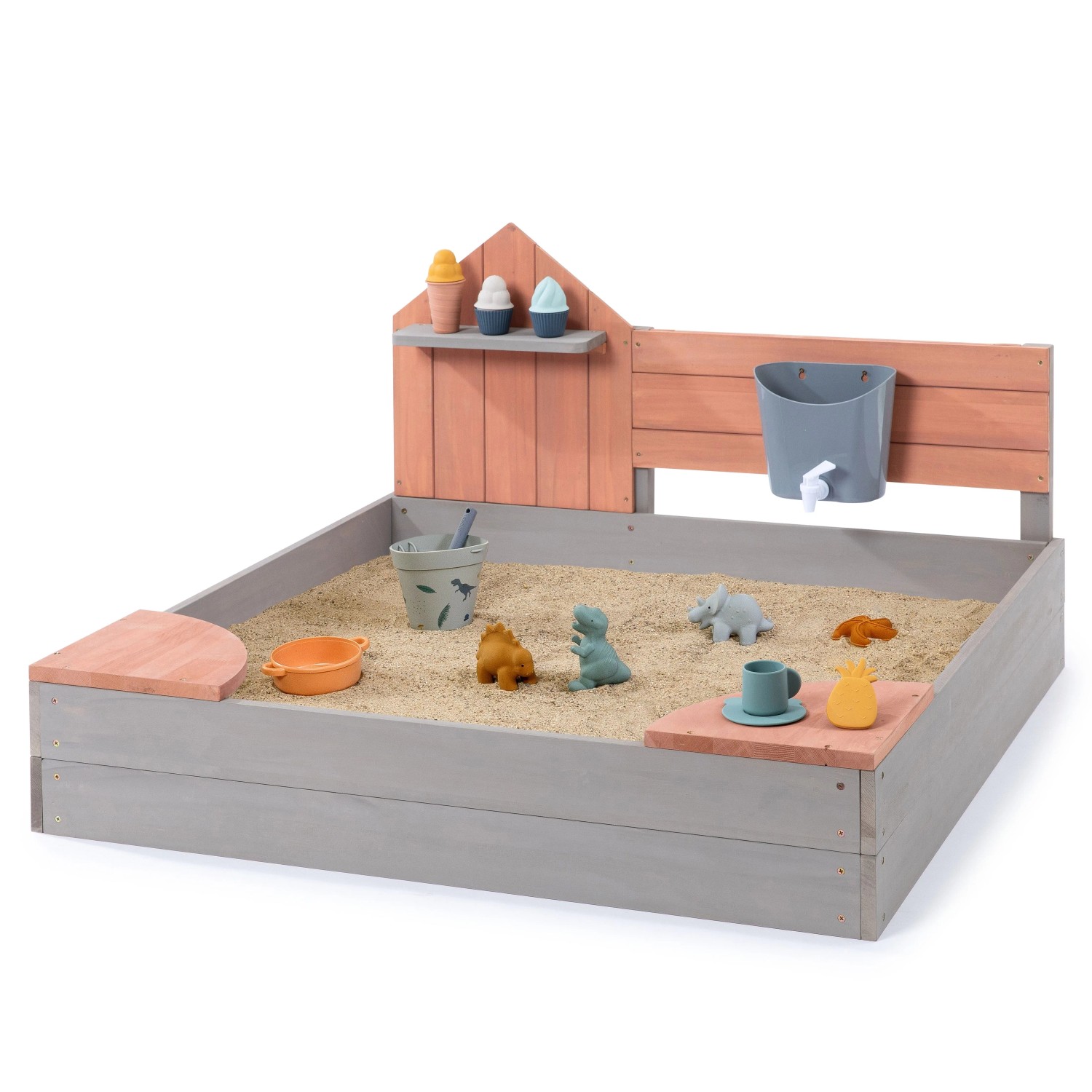 MUDDY BUDDY Sandkasten Cozy House Warmgrau Puderrosa