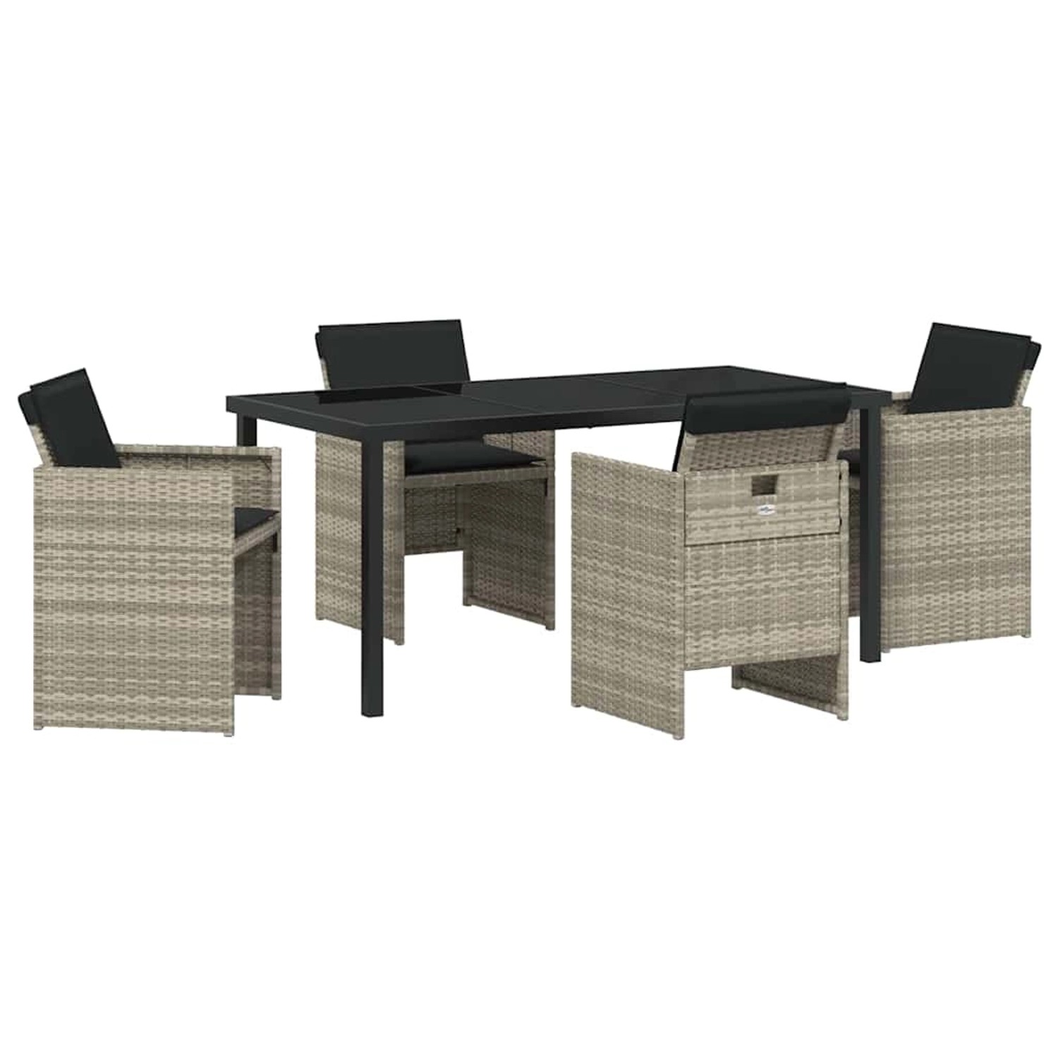 vidaXL Garten Essgruppe mit Kissen Falten 5-Tlg Hellgrau Poly Rattan 337996 günstig online kaufen