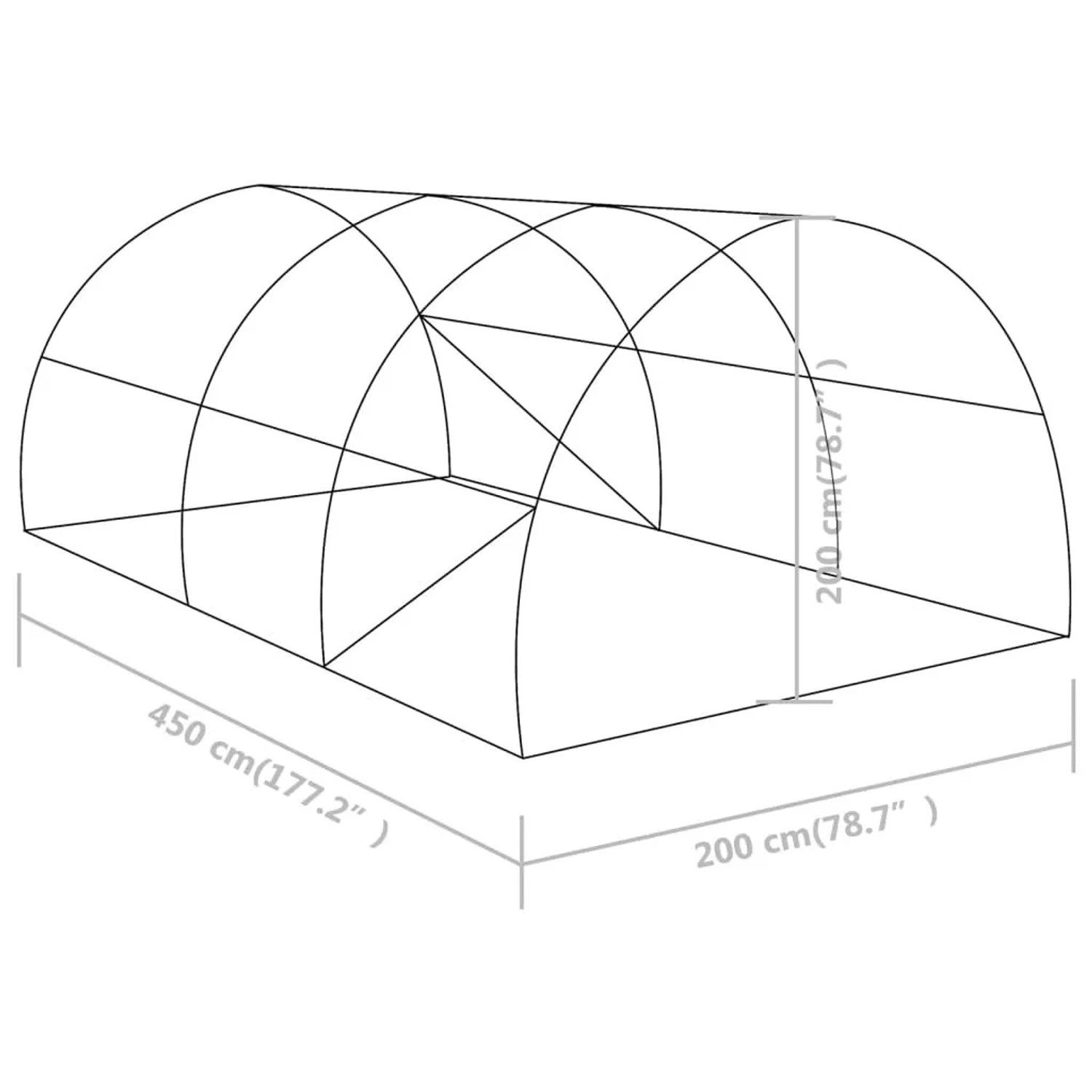vidaXL Gewächshaus 9 m² 4,5x2x2 m 48165_12