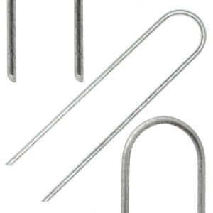 AMANKA Erdanker U-Form aus verzinktem Stahl, 150mm lang, 3,2mm Ø. Robuste Befestigung für Garten & Camping.