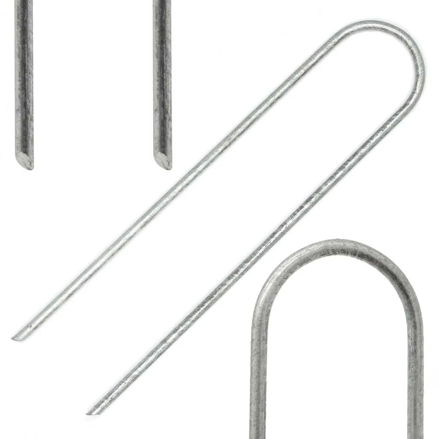 AMANKA Erdanker U-Form aus verzinktem Stahl, 150mm lang, 3,2mm Ø. Robuste Befestigung für Garten & Camping.