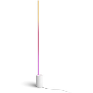 Weiße Philips Hue Gradient Signe Stehleuchte mit Farbverlauf.