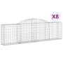 8er Set vidaXL Gabionen mit Hochbogen, 300x30x80/100 cm, aus verzinktem Eisen für Hochbeete.