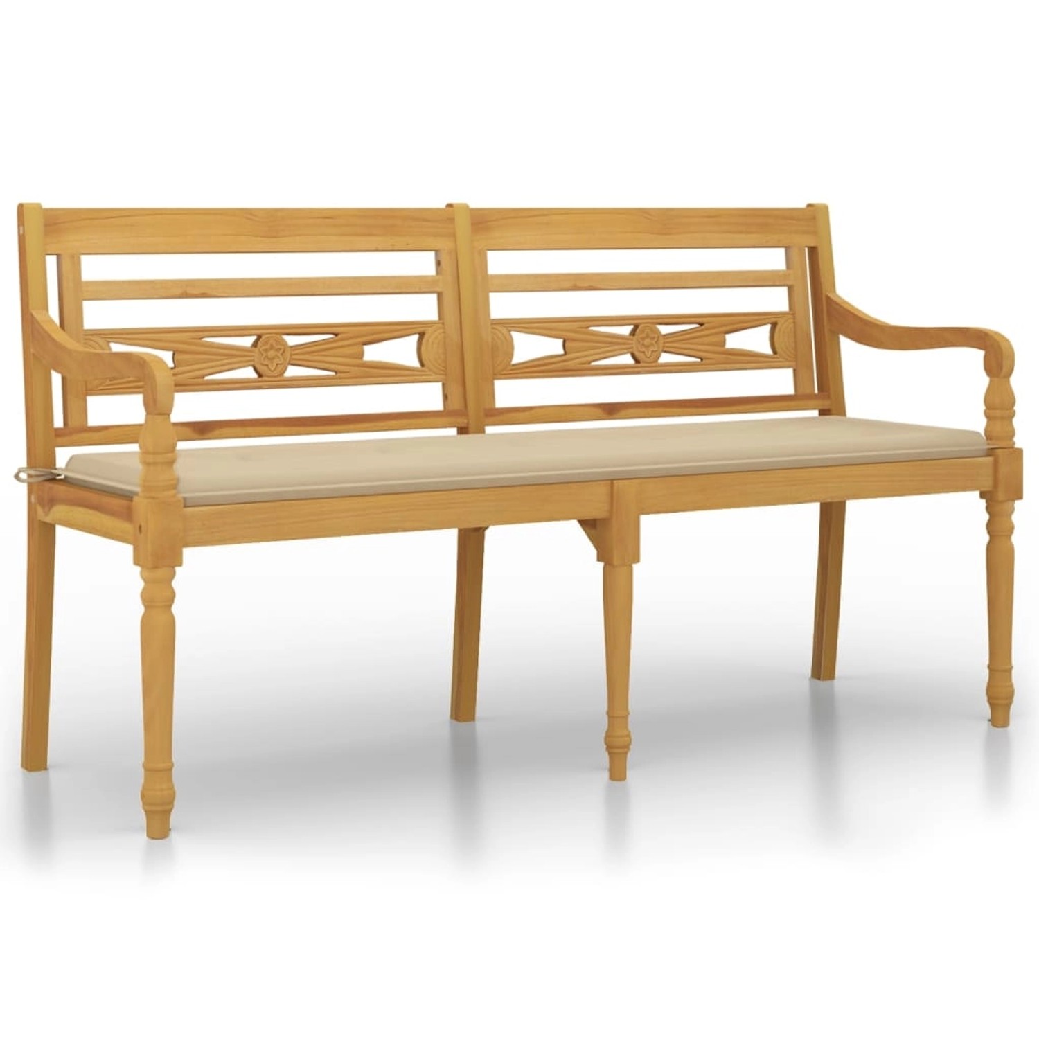 Vidaxl Batavia-bank Mit Beigem Kissen 150 Cm Massivholz Teak günstig online kaufen