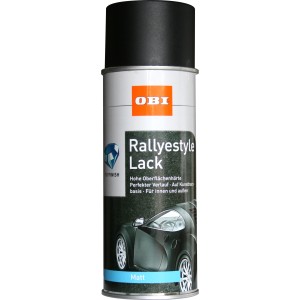 OBI Rallyestyle Lack Spray, Schwarz matt, 400ml Dose für Auto-Lackierungen.