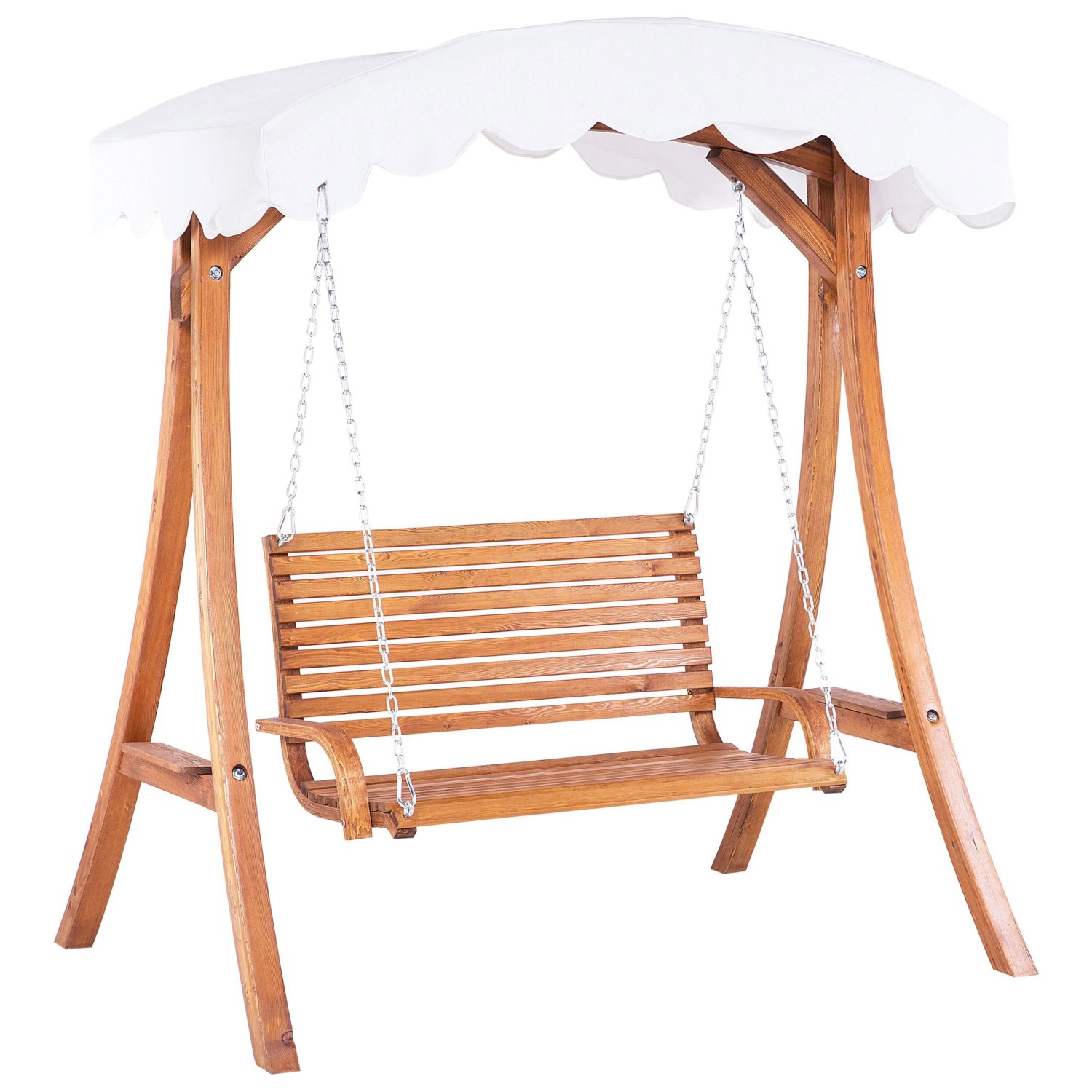 Beliani Gartenschaukel ANDRIA Dunkler Holzfarbton Beige 128x164x188 günstig online kaufen