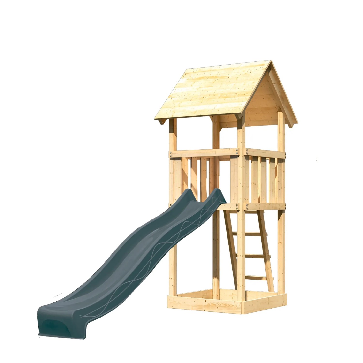 Karibu Spielturm Lotti mit Rutsche Natur-Anthrazit