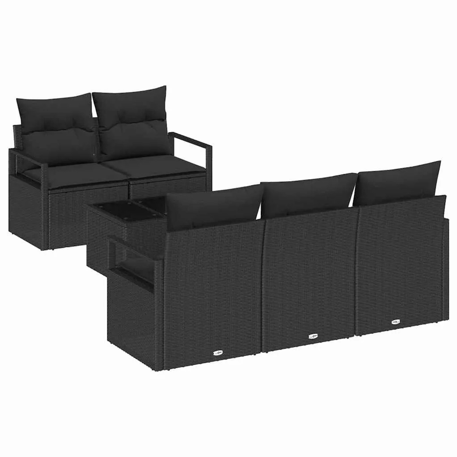 vidaXL Sofa Set mit Kissen mit Speicher 6-Tlg Schwarz Poly-Rattan 3354932 günstig online kaufen