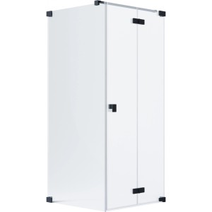 Schöner Wohnen Eckdusche mit Drehfalttür und Seitenwand, 90x90x200 cm, Schwarzmatt