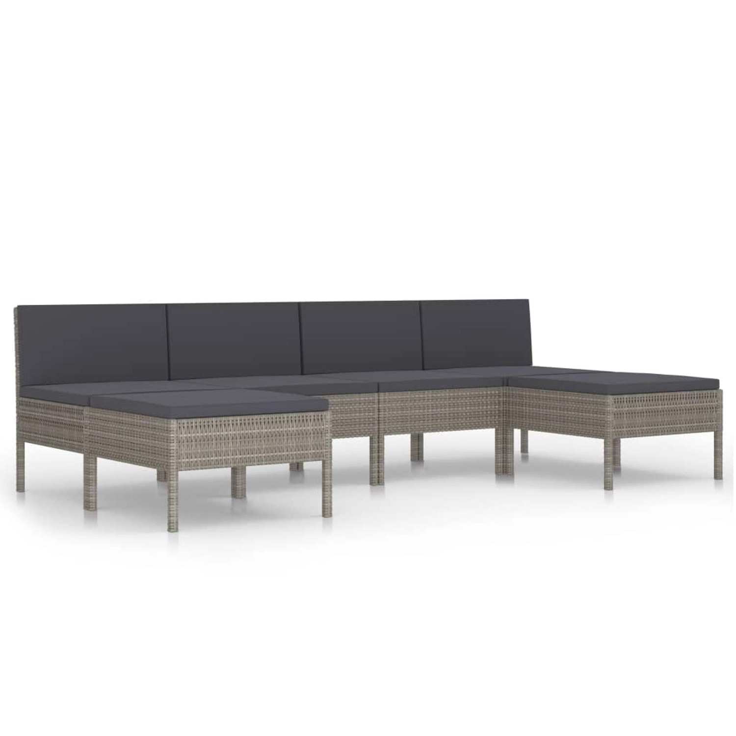 6-tlg. Garten-lounge-set Mit Auflagen Poly Rattan Grau günstig online kaufen