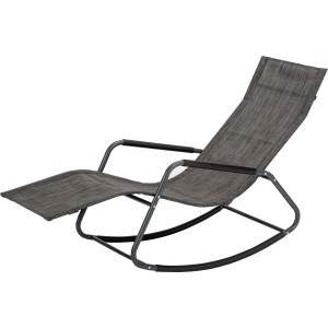 Anthrazitfarbene Acamp Schaukelliege Rockstar mit Stahlrohrgestell und atmungsaktivem Bezug.