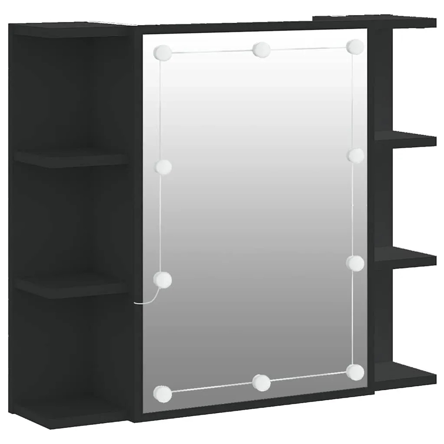 vidaXL Spiegelschrank mit LED Schwarz 70x16,5x60 cm 833536 günstig online kaufen