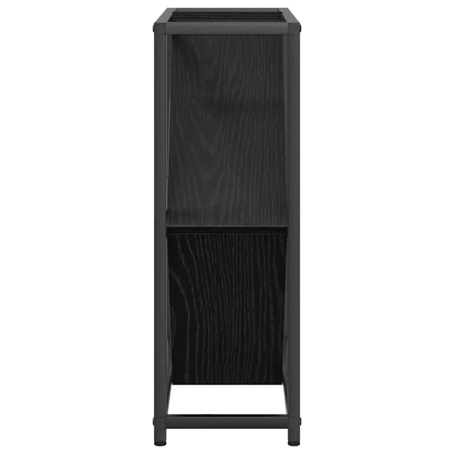 vidaXL Weinregal in Schwarz Eichen-Optik, Holzwerkstoff, für 16 Flaschen, ideal für Wohnzimmer.