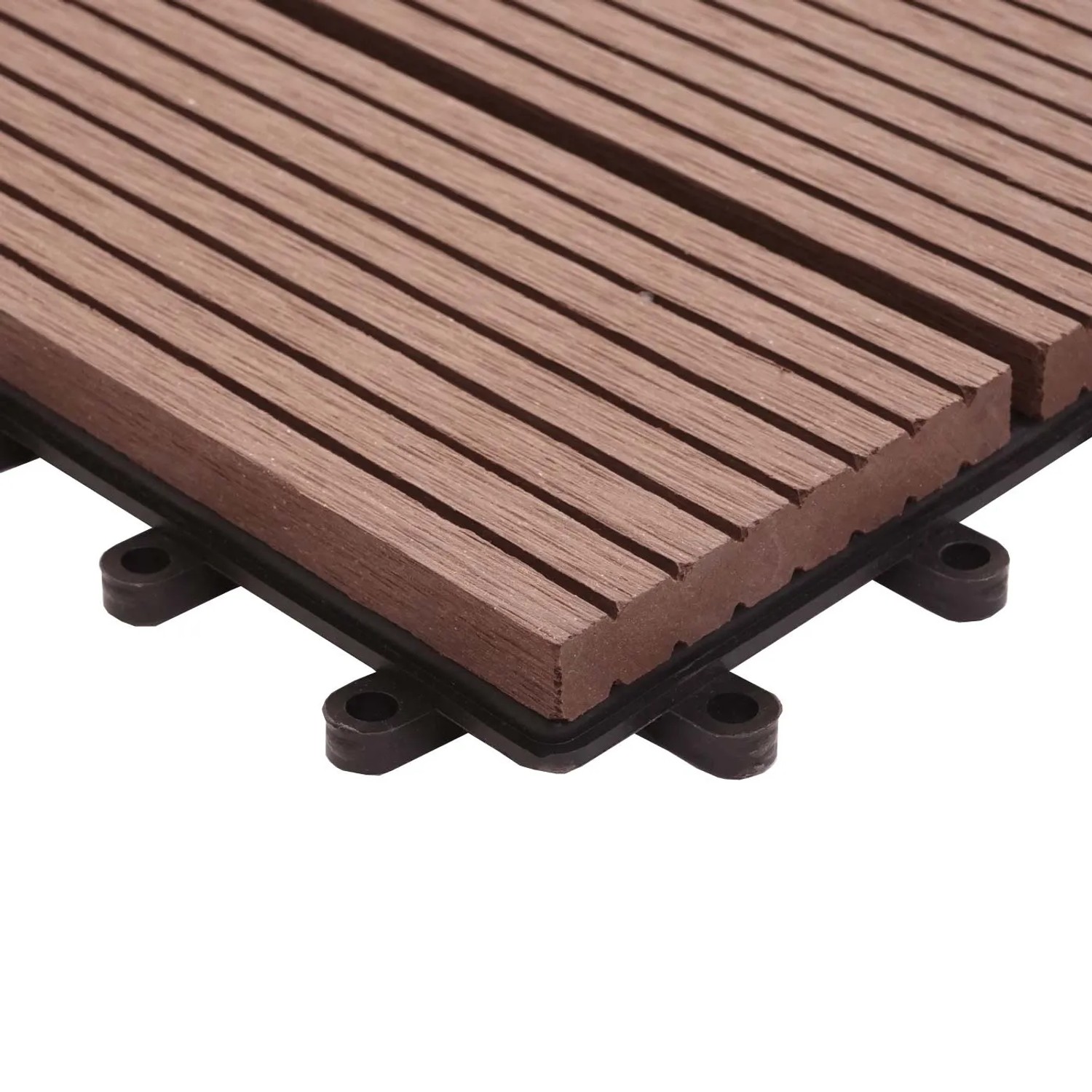 MCW WPC Bodenfliese Sarthe, Coffee Linear, Holzoptik für Balkon und Terrasse.