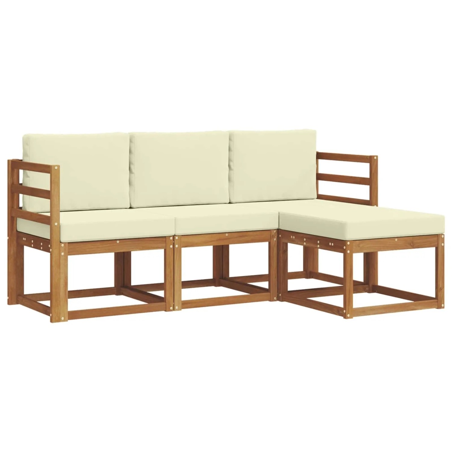 vidaXL Outdoor-Sofagarnitur mit Kissen 4 Stk Natur und Creme 3366203