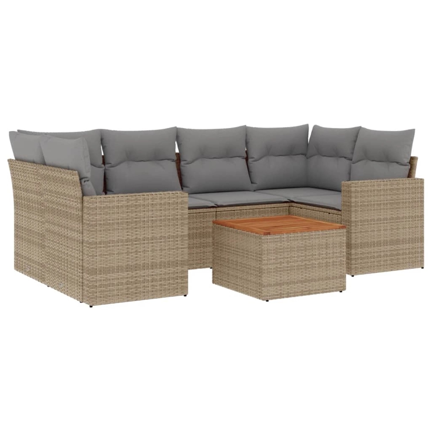vidaXL 7-Tlg Garten-Sofagarnitur mit Kissen Beige Poly Rattan 3256353 günstig online kaufen