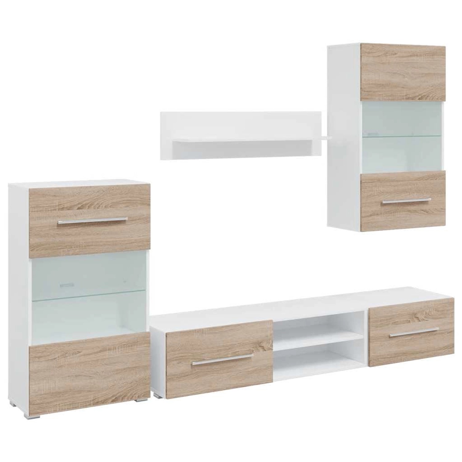 vidaXL 5-Tlg Wohnwand mit LED-Beleuchtung Sonoma-Eiche Holzwerkstoff 332423 günstig online kaufen